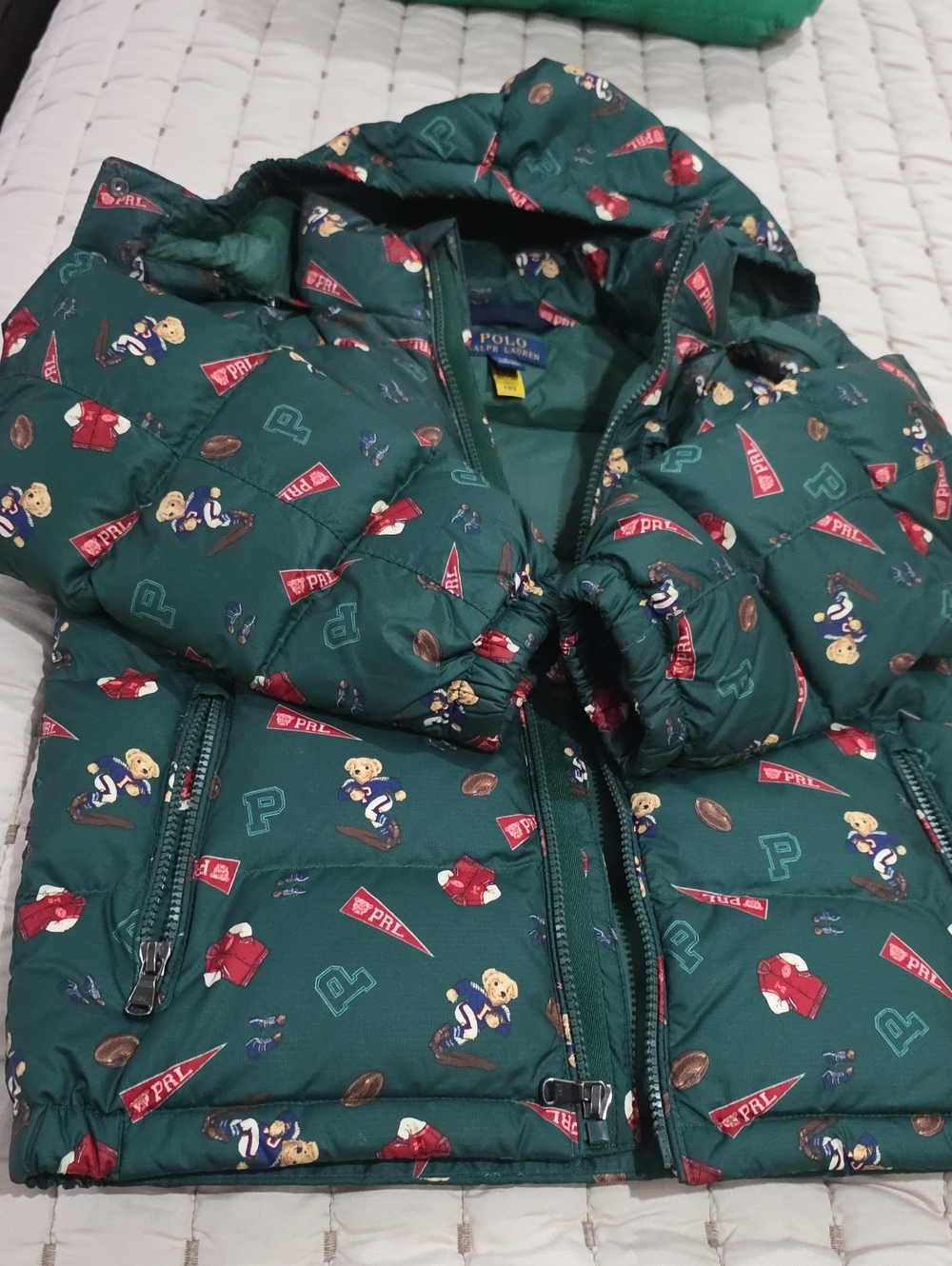 Polo by Ralph Lauren Kids Green Bear Print Puffer Jacket